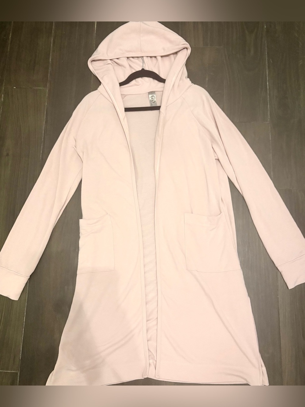 Large Go Couture Pale Pink Hooded Open Cardigan